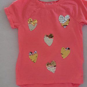 Cat & Jack ~ Fun Sparkling Hearts ~ Little Girls Top ~ Size XS (4/5)